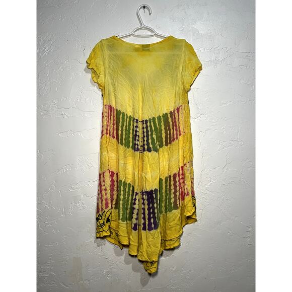 Sante colorful yellow paisley print sun dress kaftan womens OS bohemian hipster - Picture 4 of 6